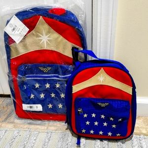 Hanna Andersson Wonder Woman Backpack (NEW) and matching lunchbox.